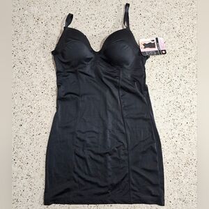 Black Shapewear Slip Dress with Built-In Bra Large
